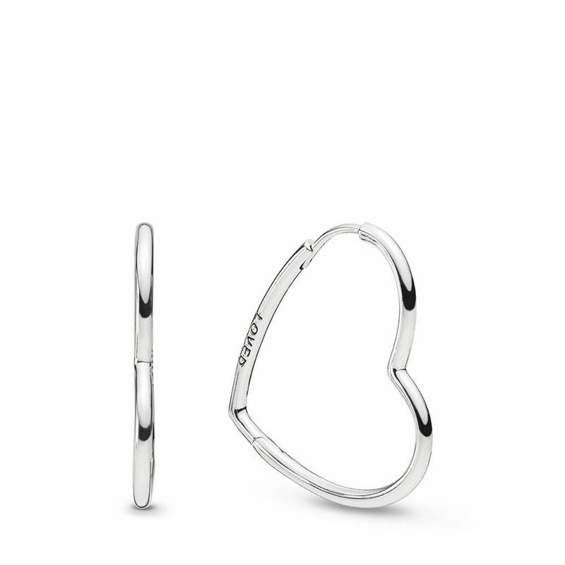 Pandora Asymmetric Hearts Of Love Hoop Earrings Small Ireland - Sterling Silver - 093178ICY